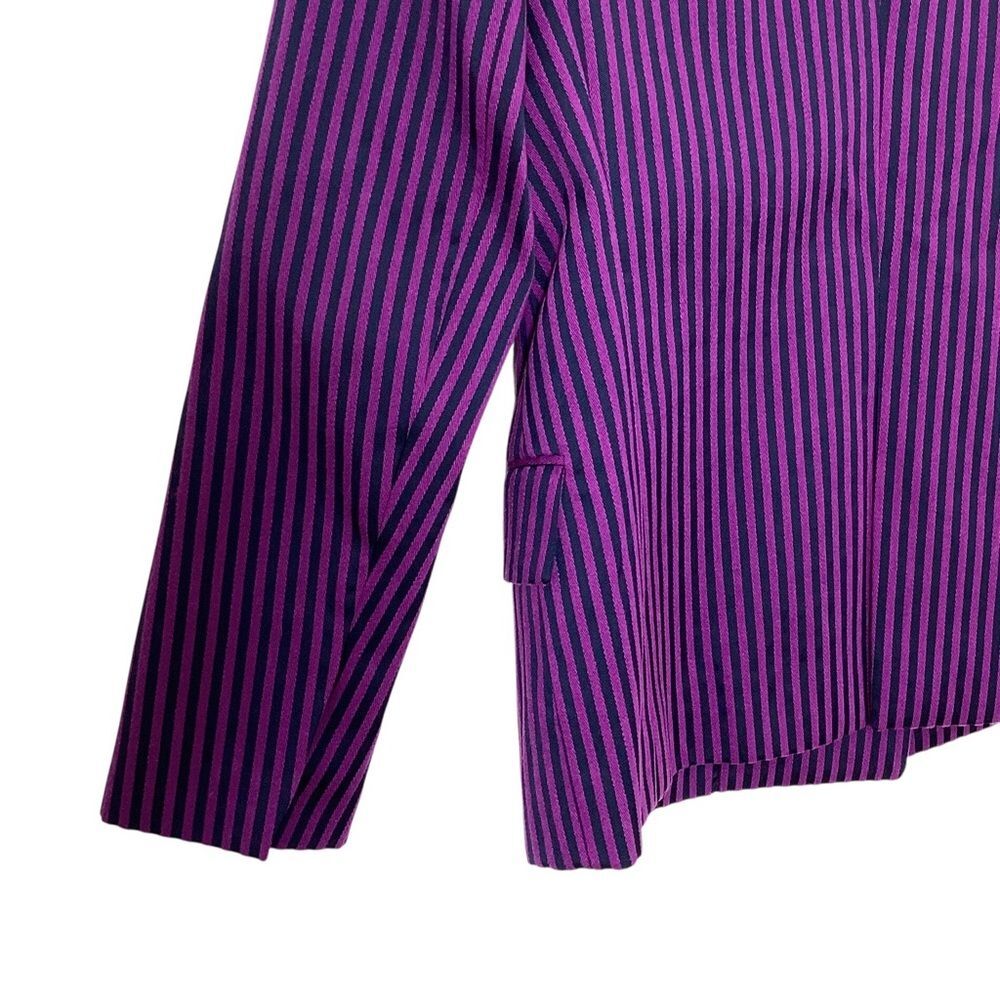 Maison Rabih Kayrouz Striped Blazer Jacket Purple Navy Tailored Minimalist 38 - Picture 9 of 12